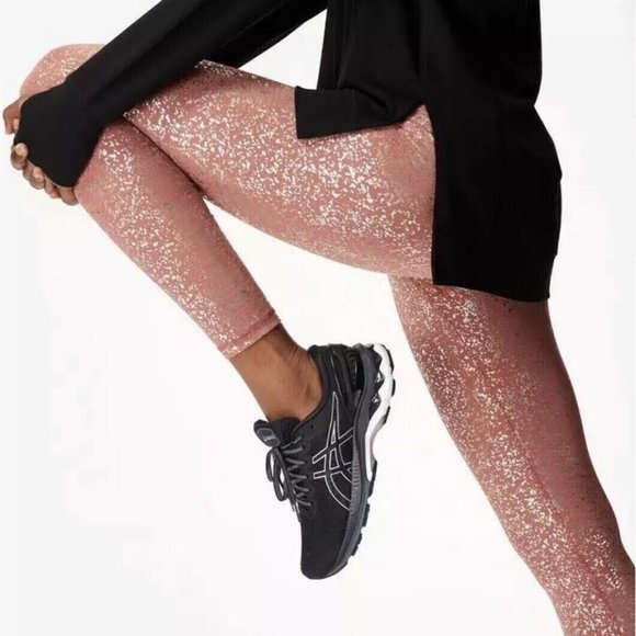 Sweaty Betty Red Terrazzo Disco Metallic tights, size M, 7/8 length - Picture 1 of 5